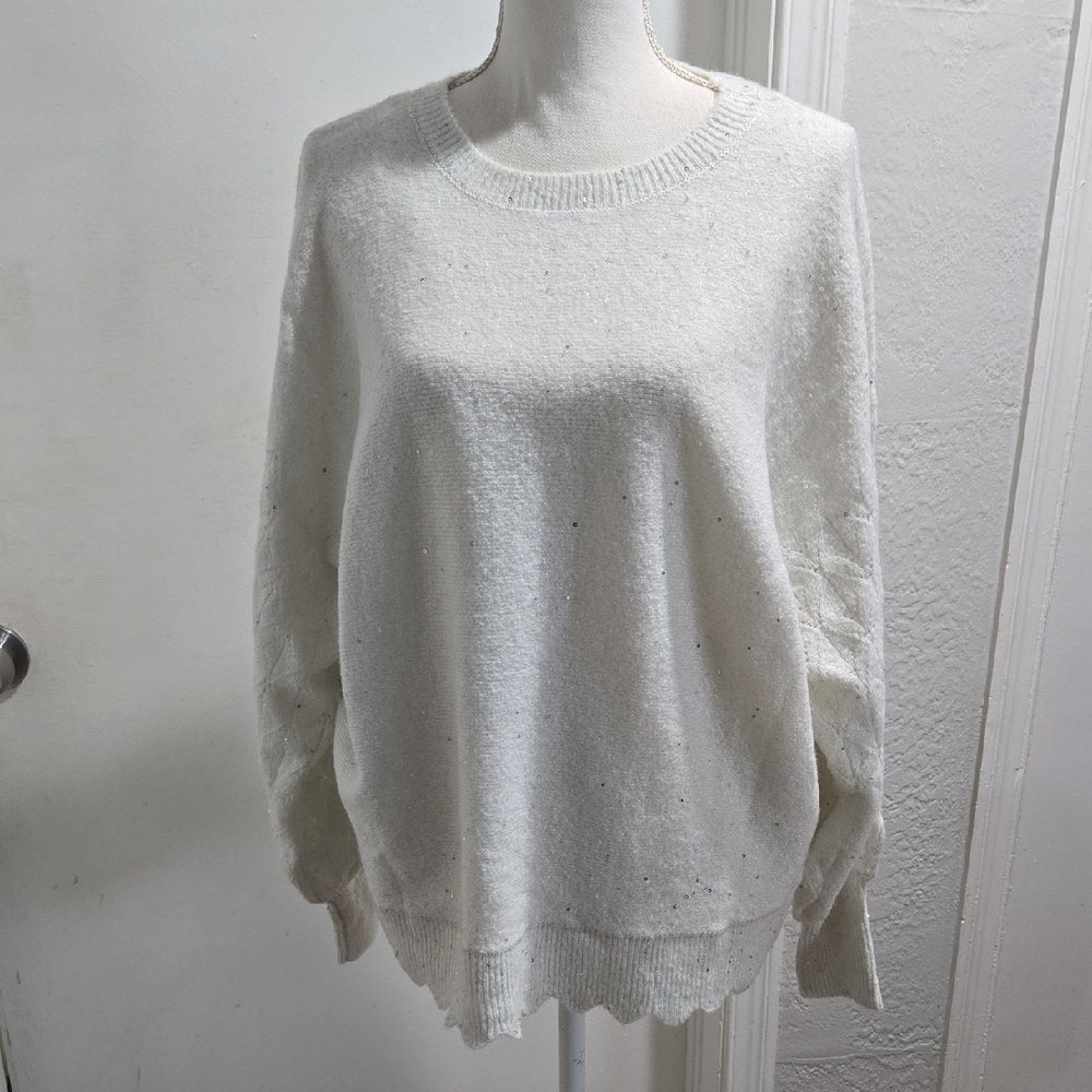 Elle Cream Knit Crew Neck Sweater